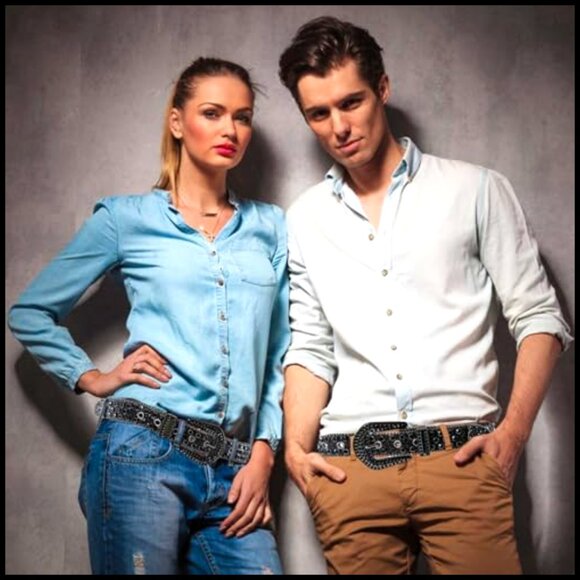 Rhinestone Studded Leather Belt Western Cowgirl Y2K Style Bling Accessory main image 5